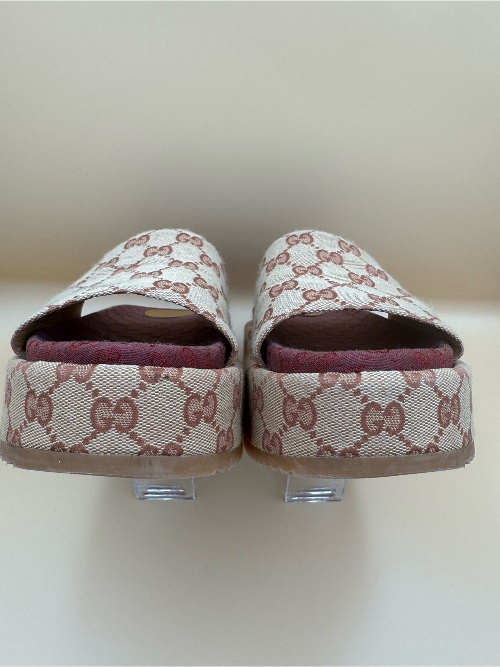 Gucci GG Supreme Platform Sandals EU 40 Canvas Slides - Picture 12 of 15
